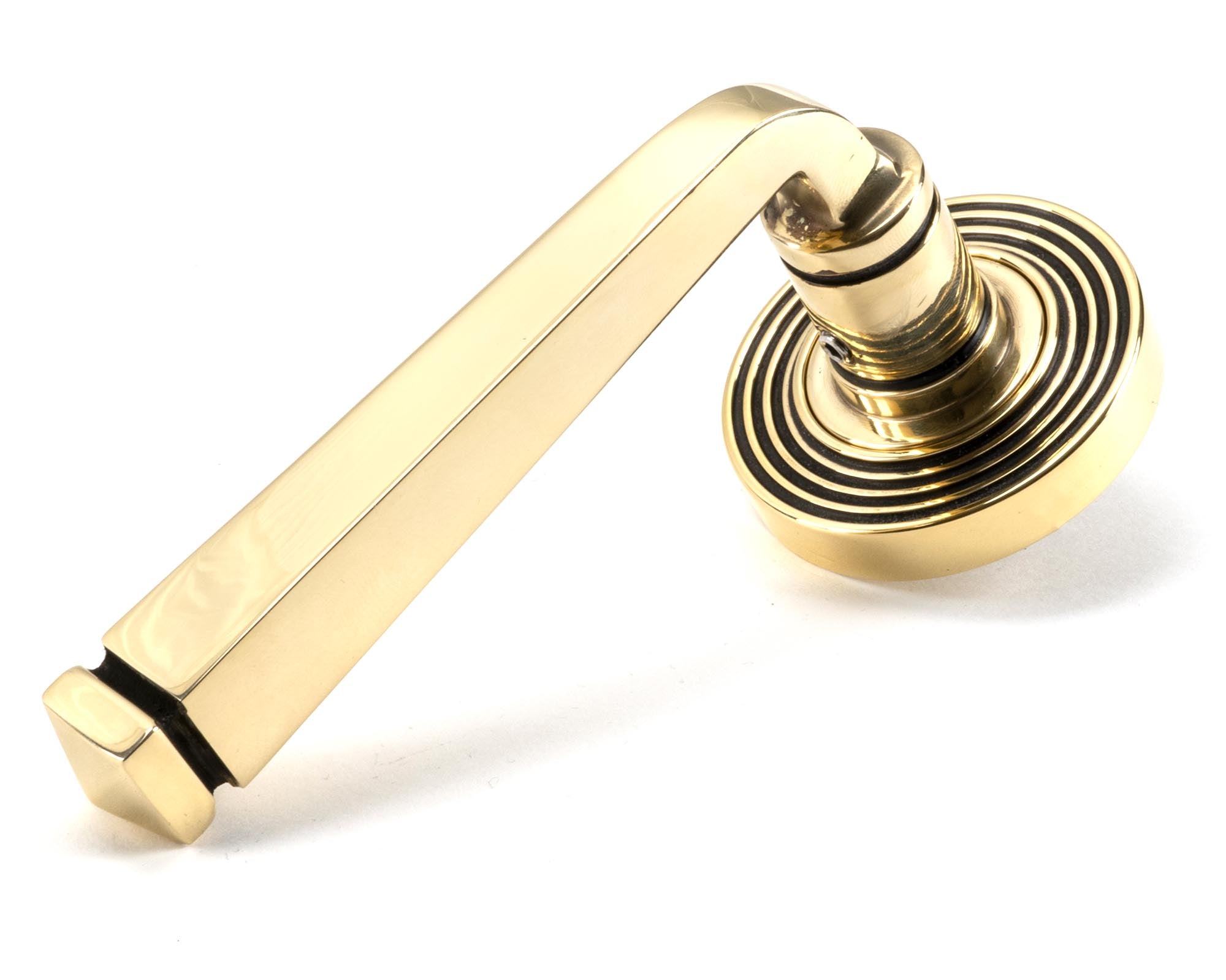 Aged Brass Avon Round Lever on Rose Set (Beehive)