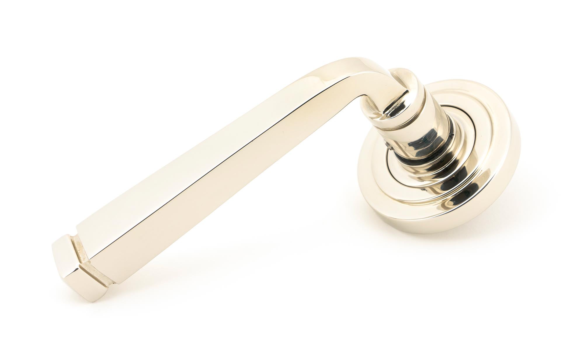 Polished Nickel Avon Round Lever on Rose Set (Art Deco)