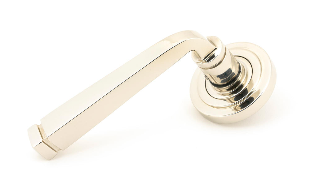 Polished Nickel Avon Round Lever on Rose Set (Art Deco)