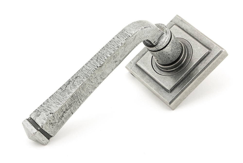 Pewter Avon Round Lever on Rose Set (Square)