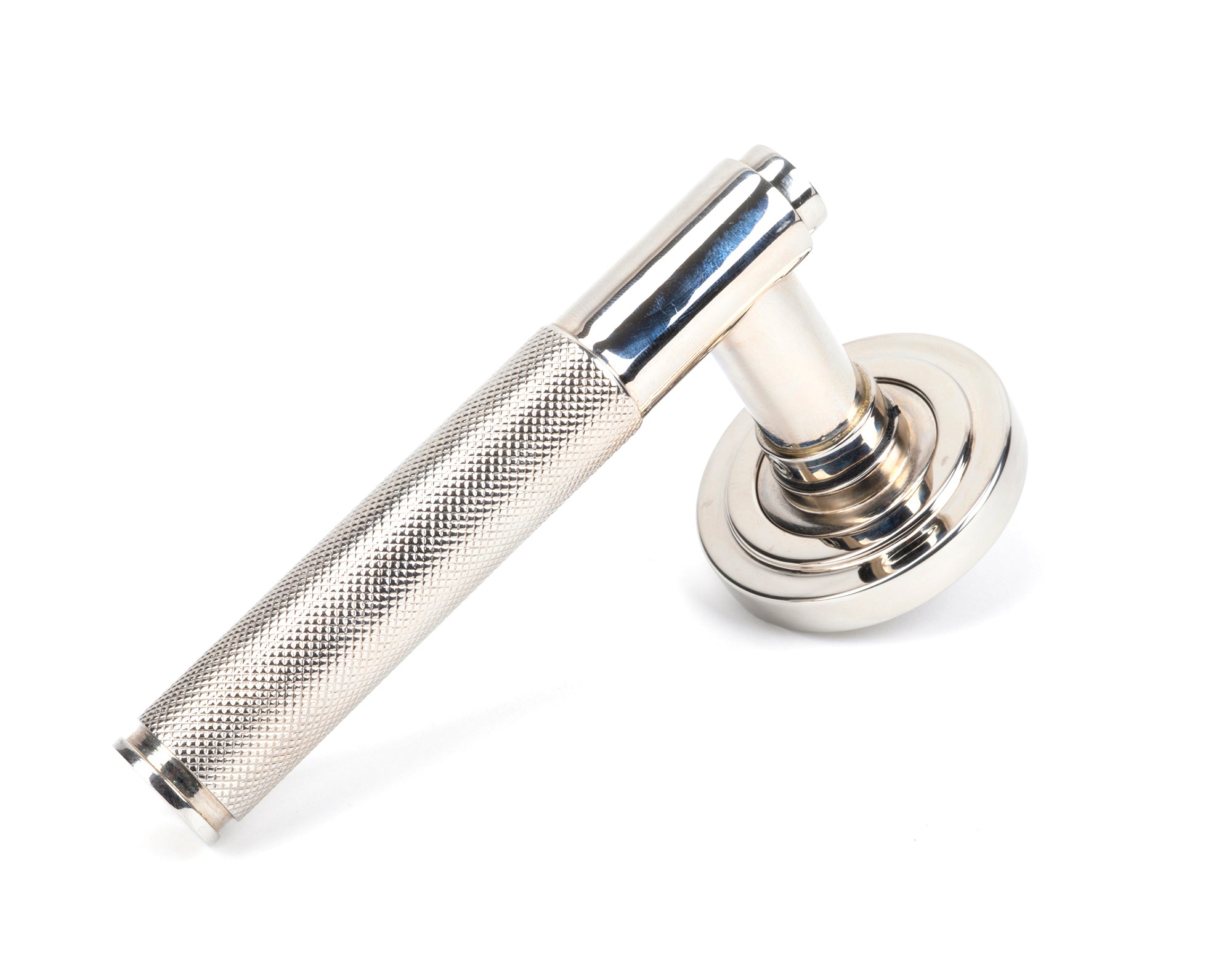 Polished Nickel Brompton Lever on Rose Set (Art Deco)