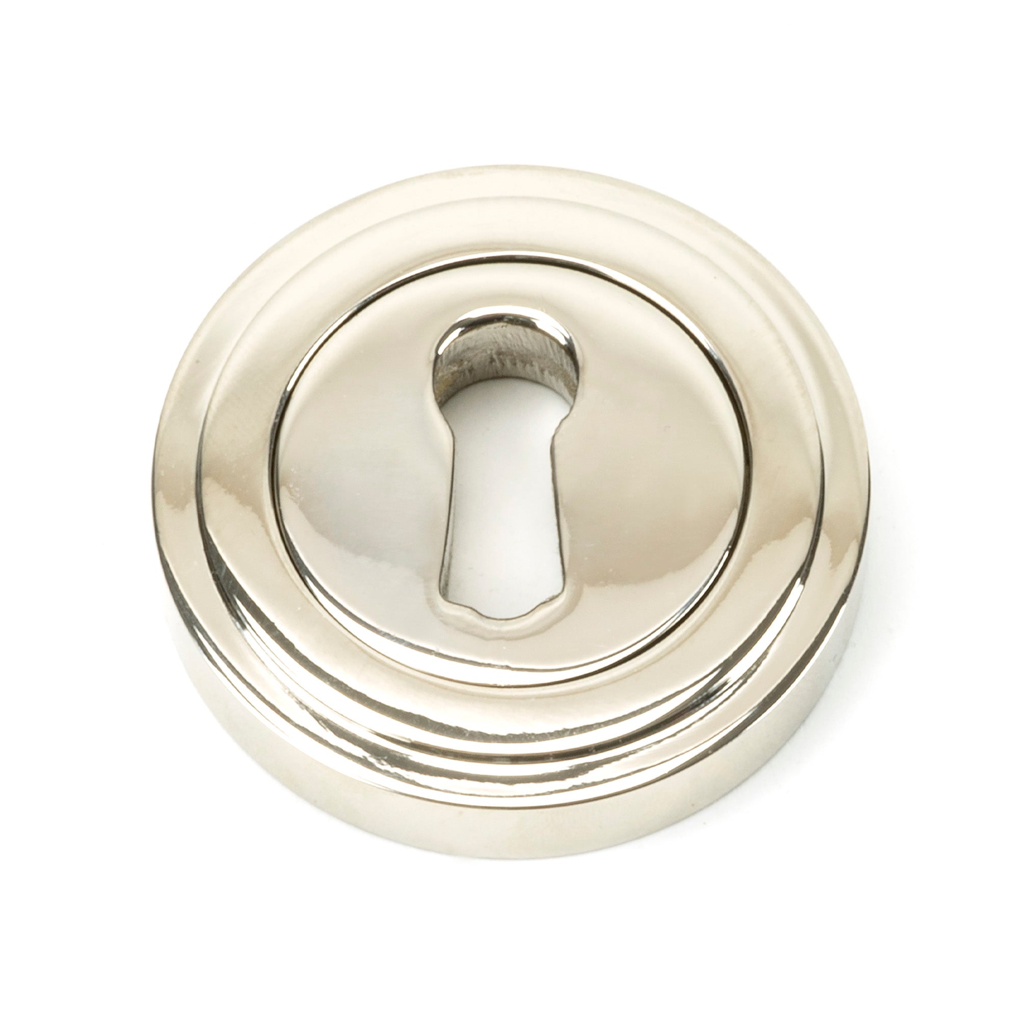 Polished Nickel Round Escutcheon (Art Deco)