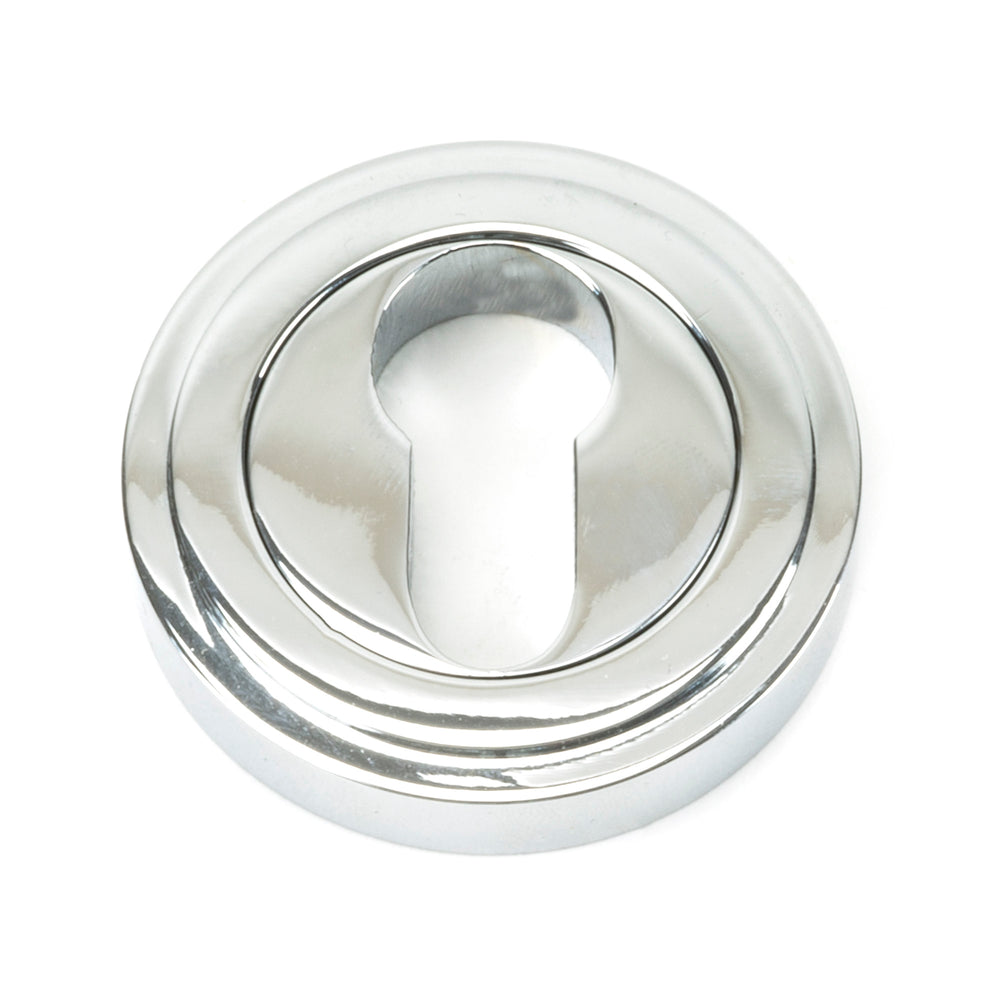 Polished Chrome Round Euro Escutcheon (Art Deco)