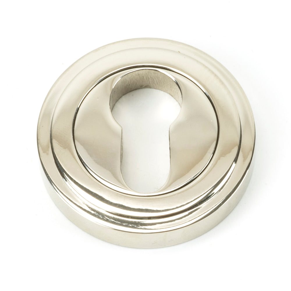 Polished Nickel Round Euro Escutcheon (Art Deco)