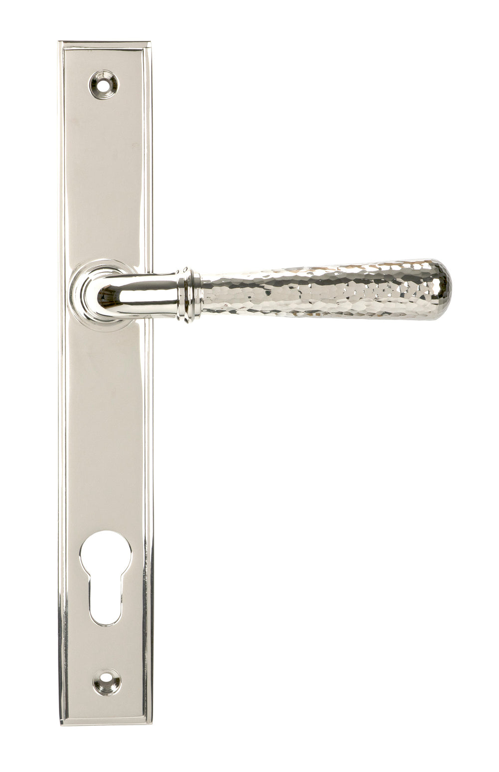 Polished Nickel Hammered Newbury Slimline Espag. Lock Set