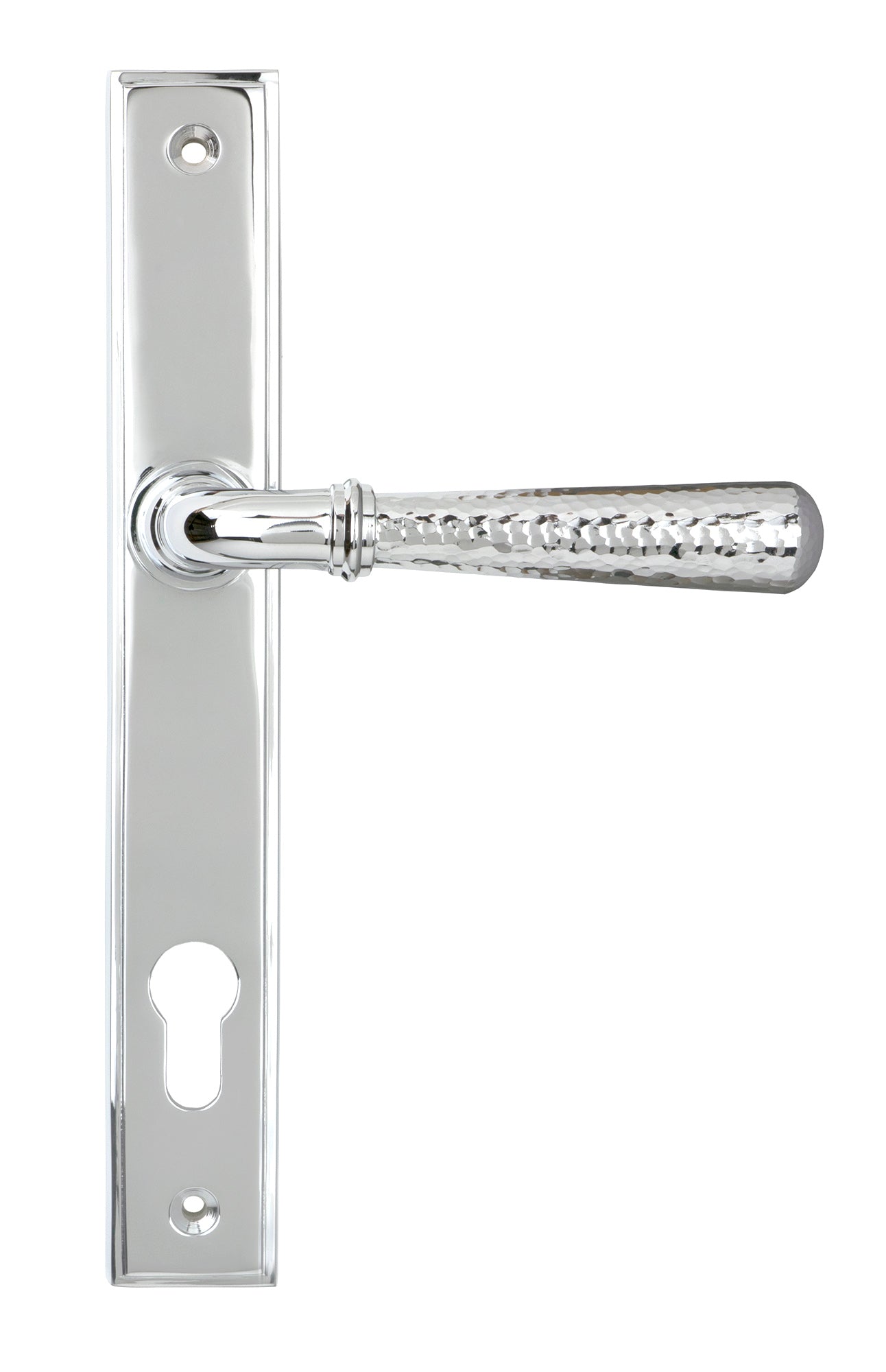 Polished Chrome Hammered Newbury Slimline Espag. Lock Set