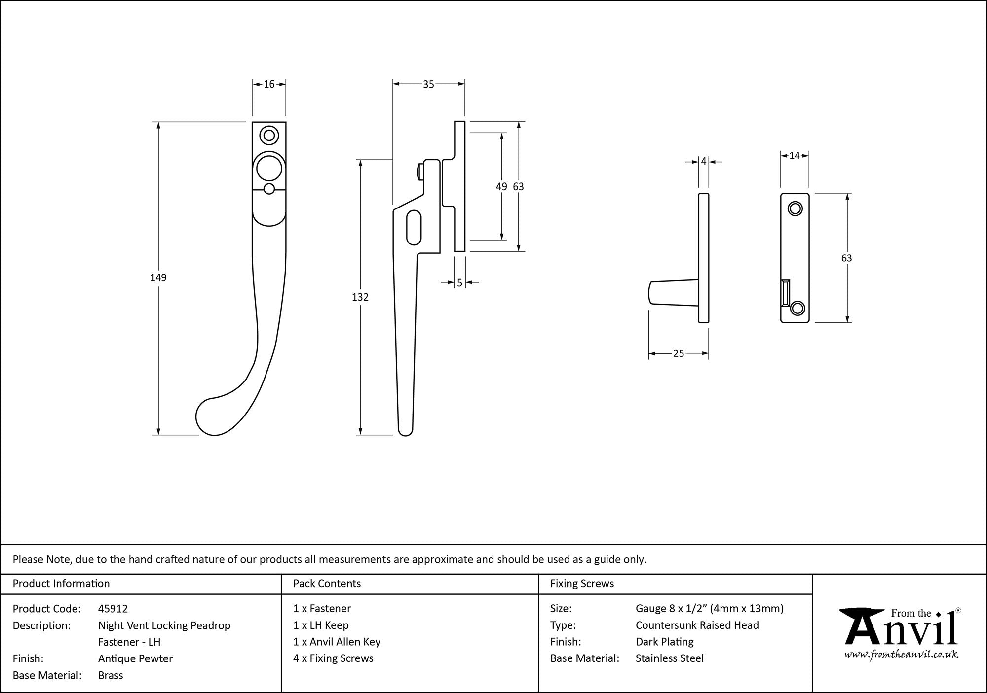 Night-Vent Locking Peardrop Fastener
