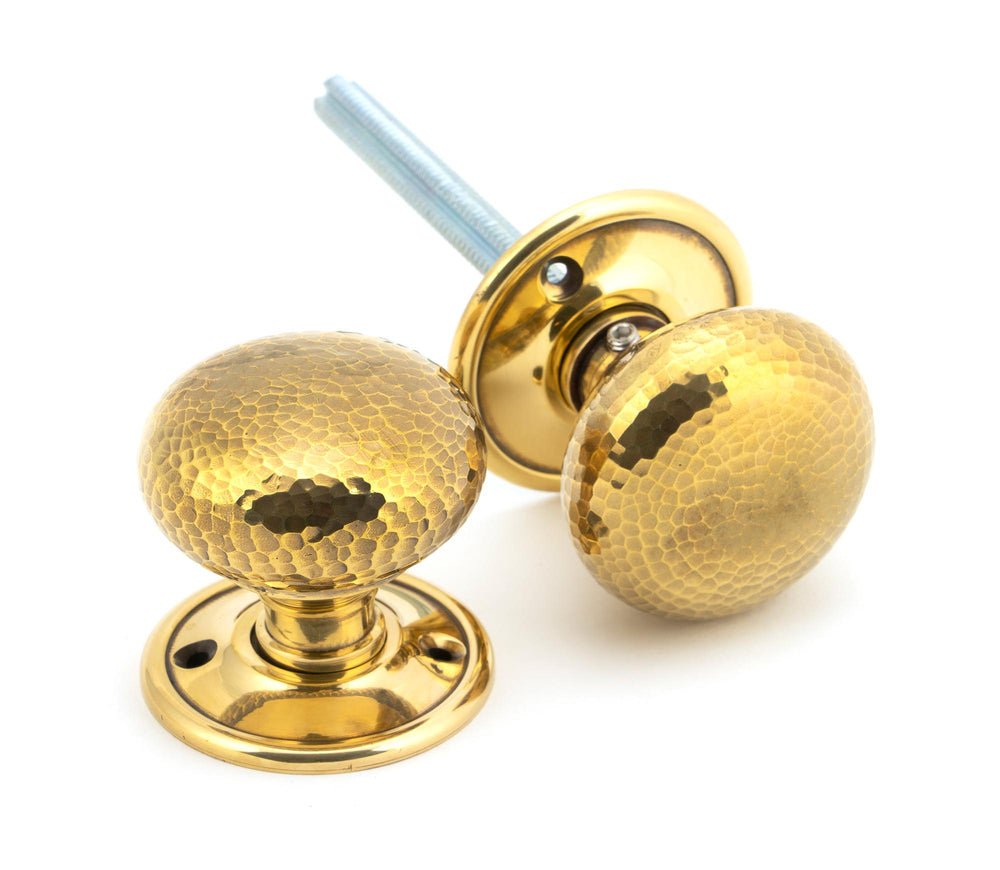 Aged Brass Hammered Mushroom Mortice/Rim Knob Set
