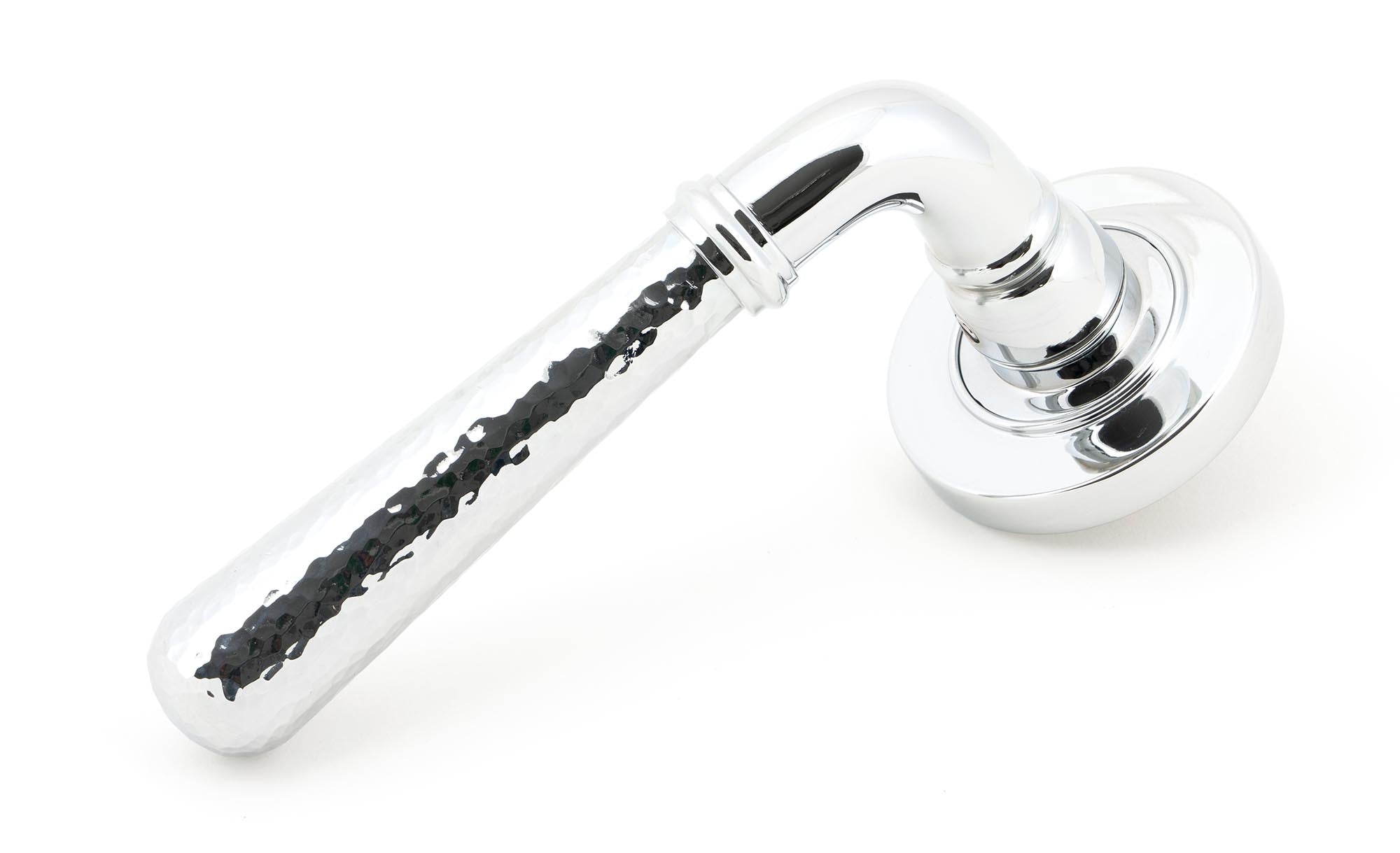 Polished Chrome Hammered Newbury Lever on Rose Set (Plain)