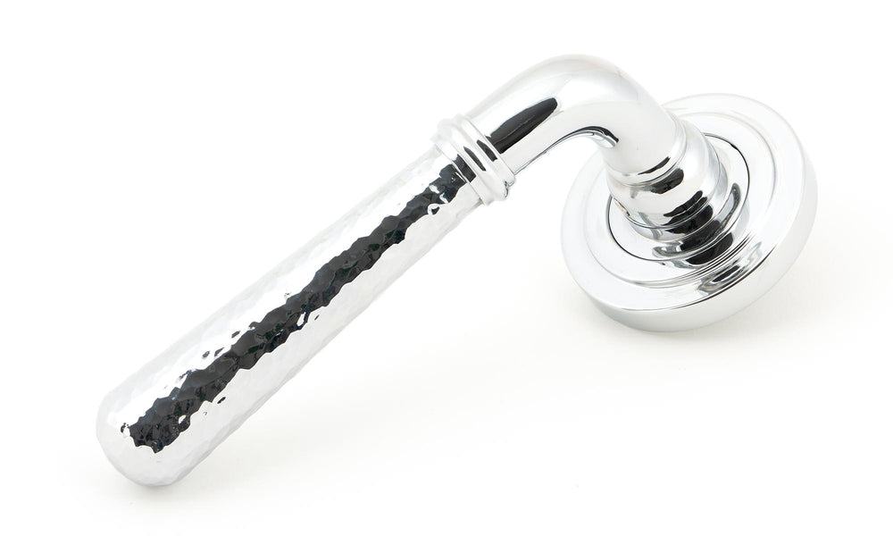 Polished Chrome Hammered Newbury Lever on Rose Set (Art Deco)