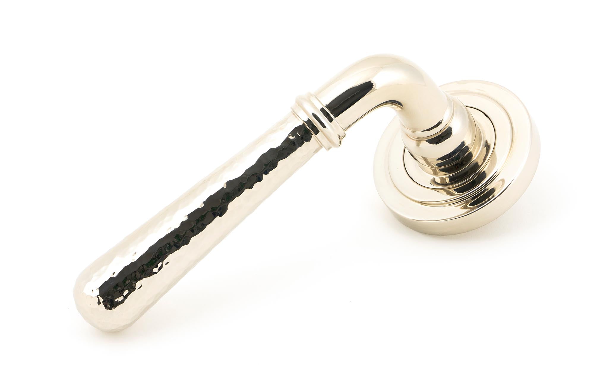 Polished Nickel Hammered Newbury Lever on Rose Set (Art Deco)