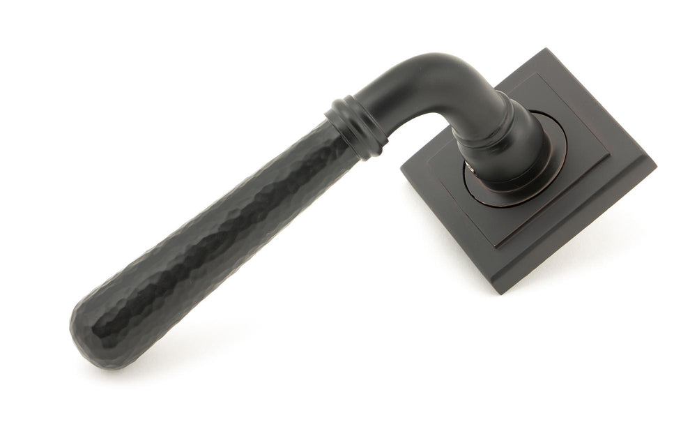 Aged Bronze Hammered Newbury Lever on Rose Set (Square)