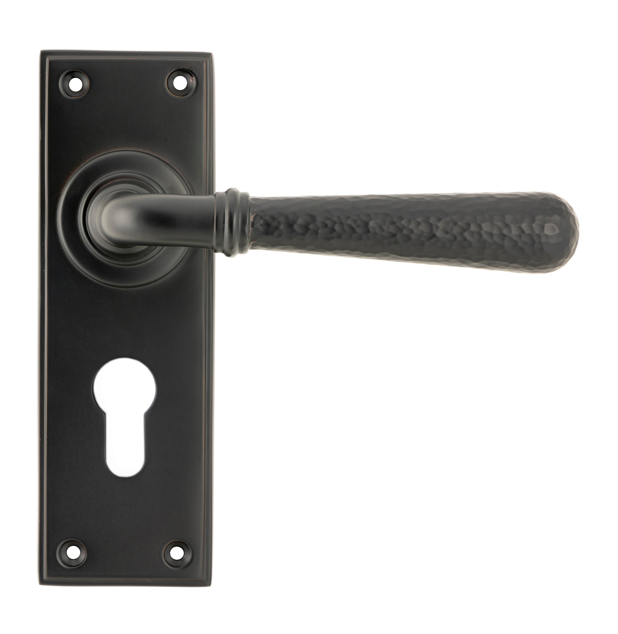 Aged Bronze Hammered Newbury Lever Euro Lock Set