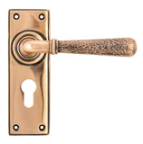 Polished Bronze Hammered Newbury Lever Euro Lock Set