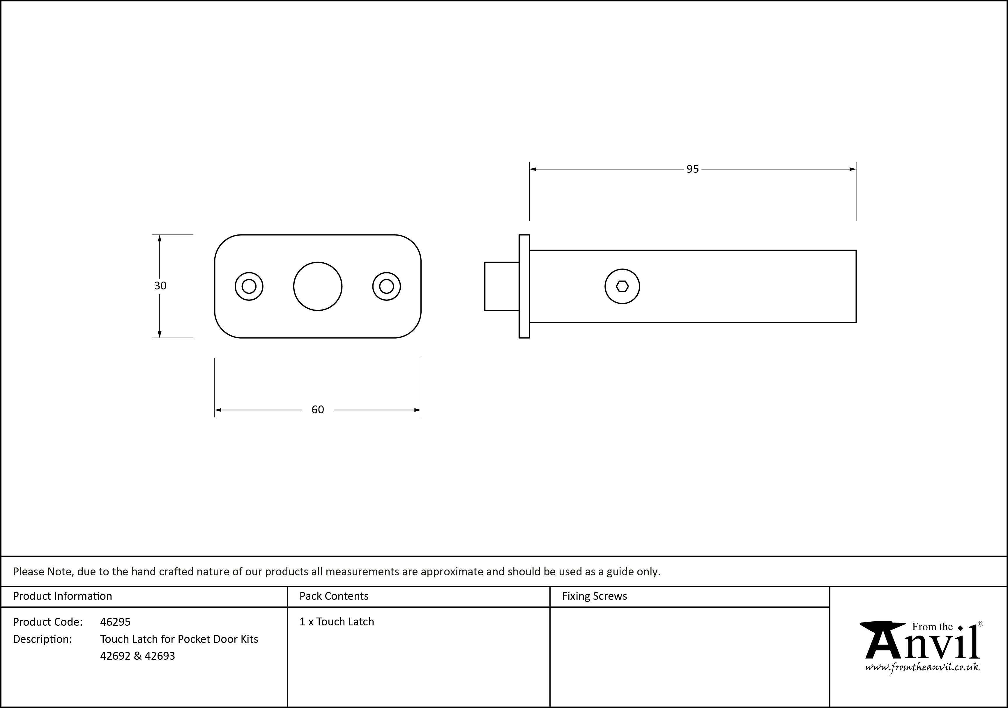 Touch Latch for Pocket Doors Kits 42692 & 42693