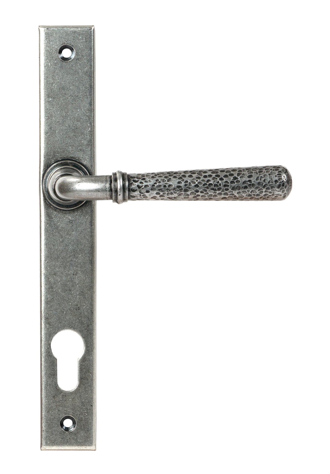 Pewter Hammered Newbury Slimline Espag. Lock Set