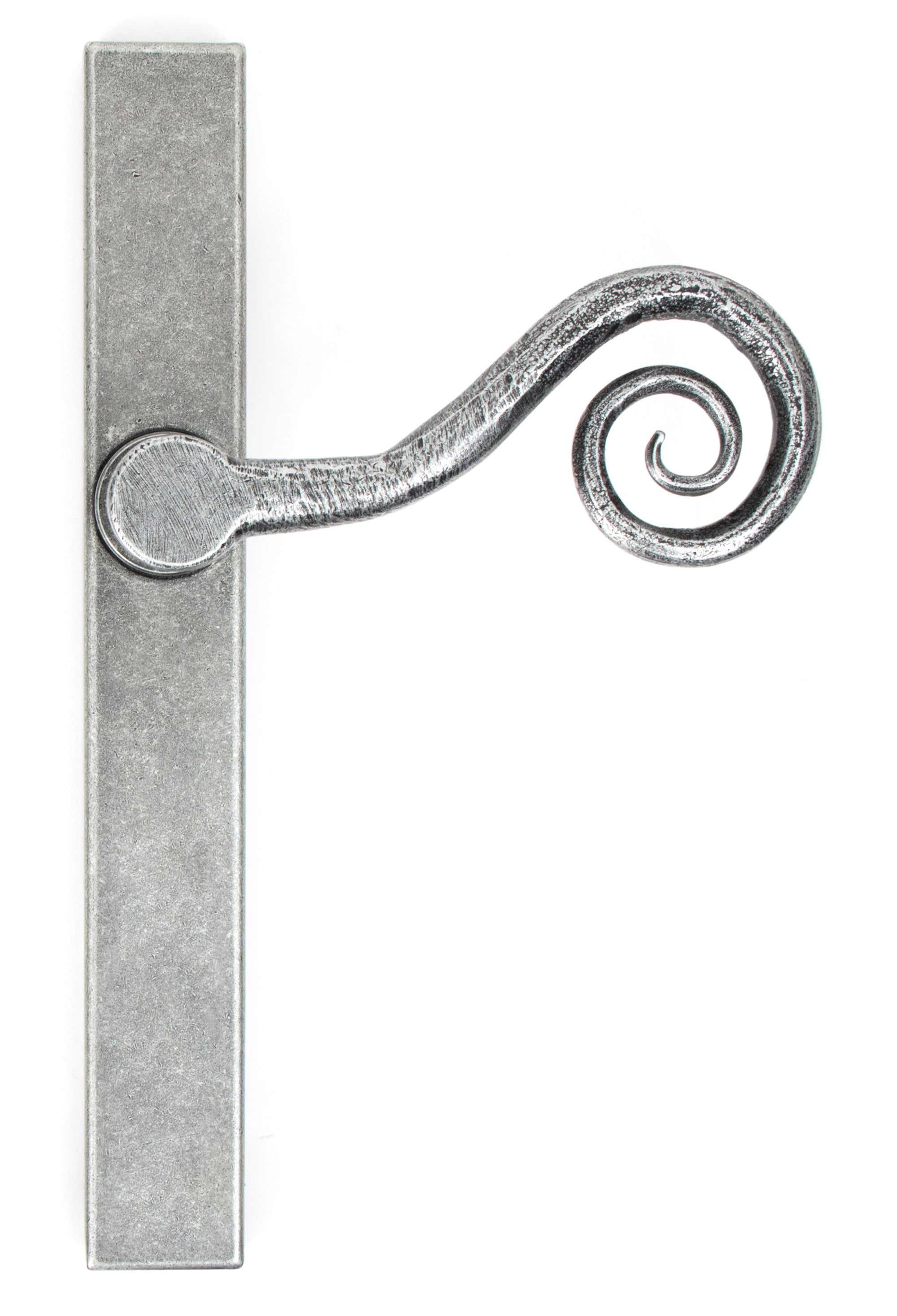 Pewter Monkeytail Slimline Lever Espag. Latch Set - RH