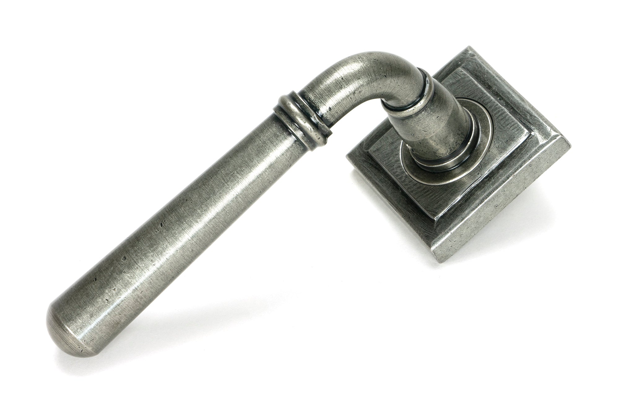Pewter Newbury Lever on Rose Set (Square)