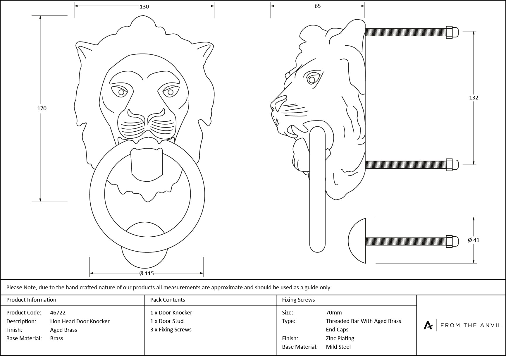 Lions Head Door Knocker