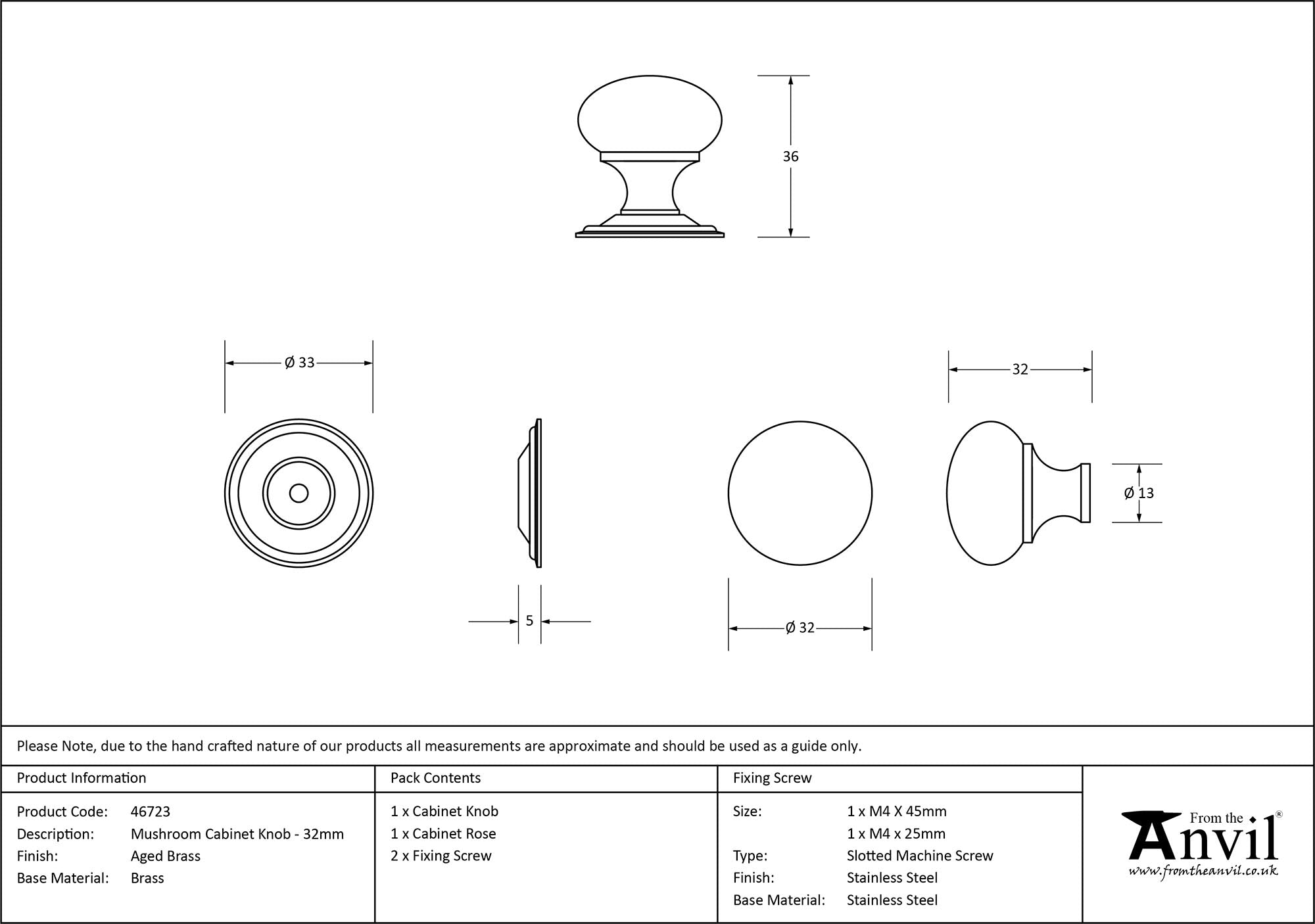Mushroom Cabinet Knob