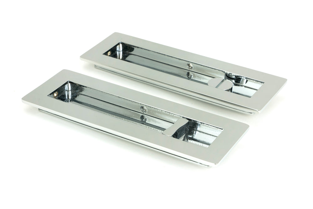 Polished Chrome 175mm Plain Rectangular Pull - Privacy Set