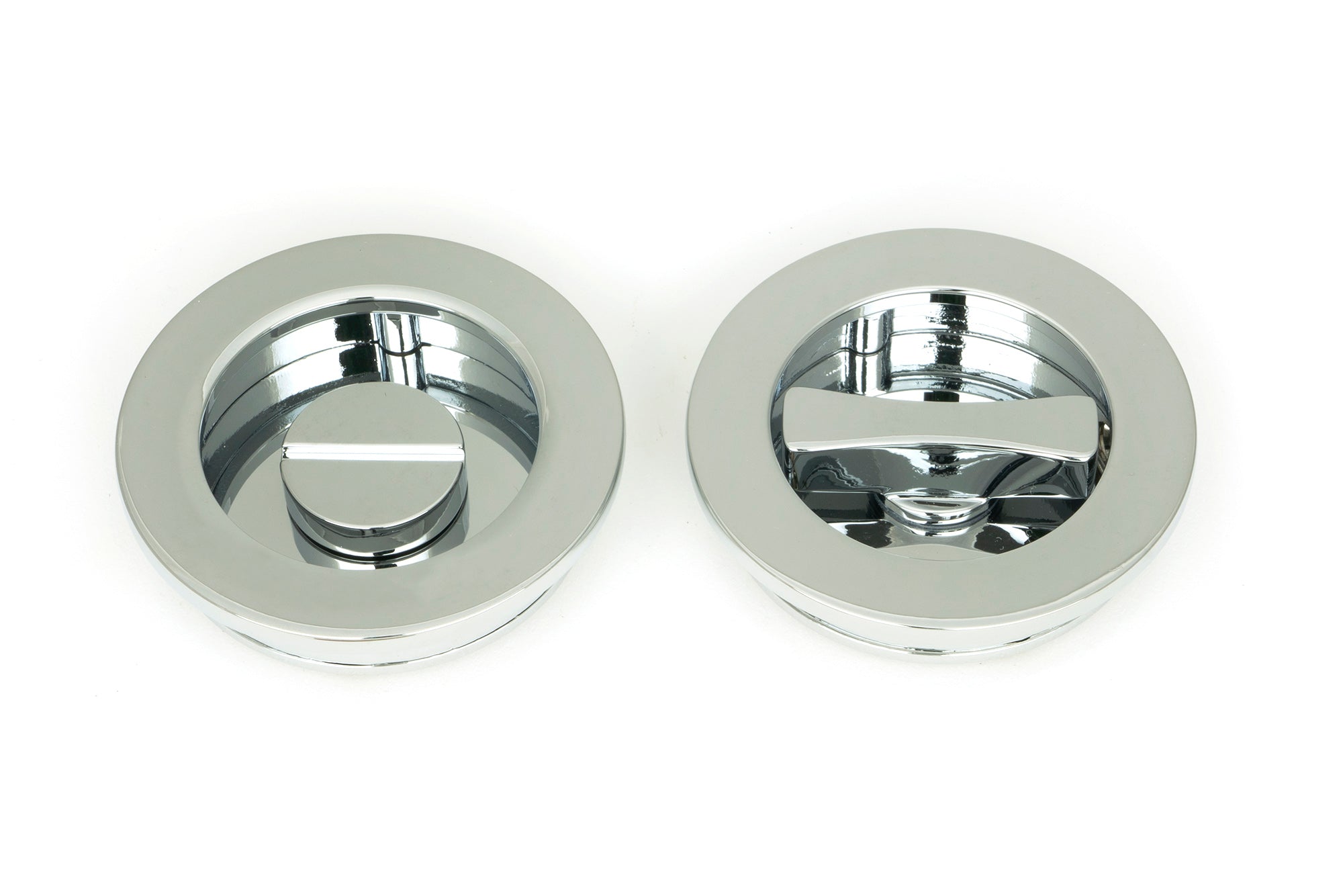 Polished Chrome 60mm Plain Round Pull - Privacy Set