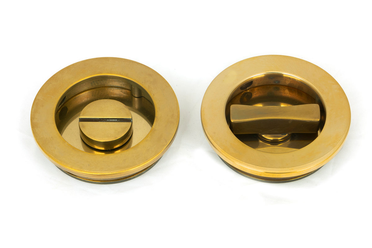 Aged Brass 60mm Plain Round Pull - Privacy Set