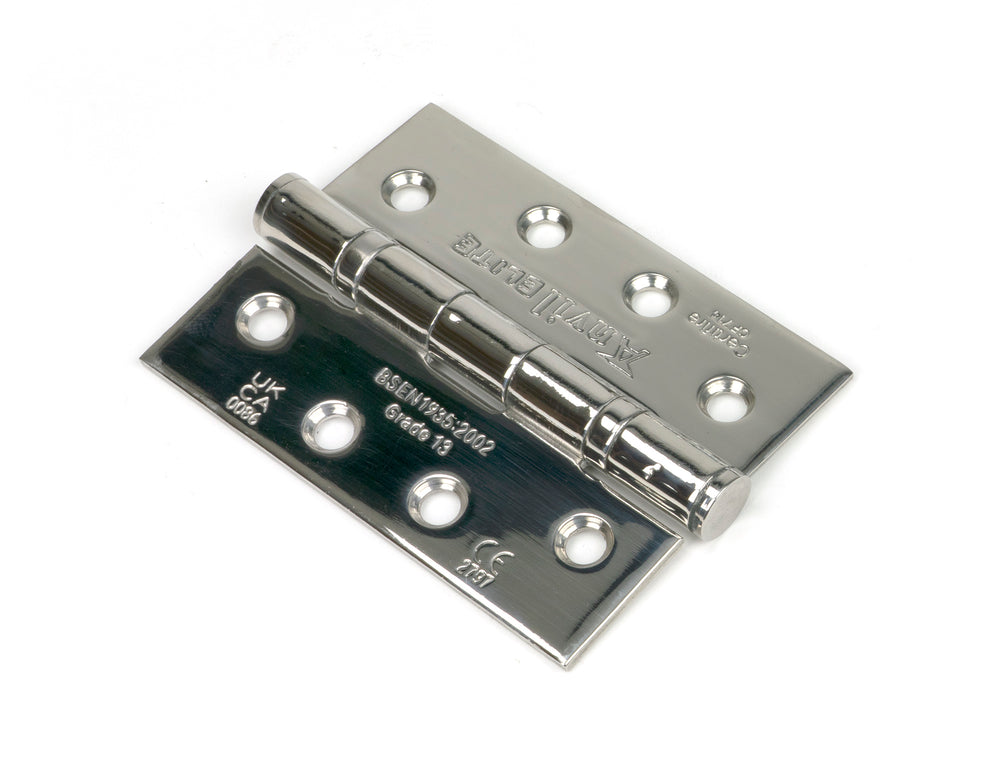Polished SS 4" Ball Bearing Butt Hinge (pair)