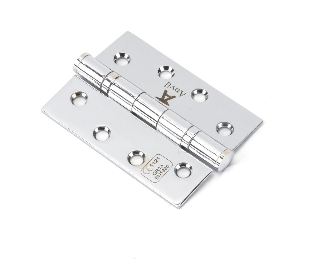 Polished Chrome 4" Ball Bearing Butt Hinge (pair) ss