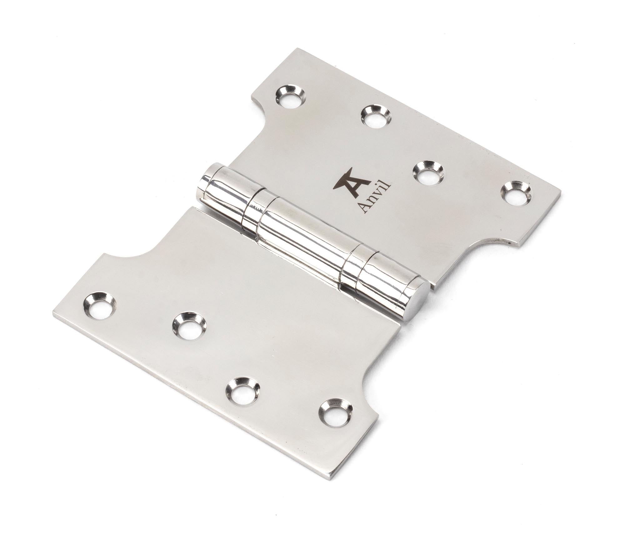 Polished SS (304) 4" x 3" x 5" Parliament Hinge (pair)