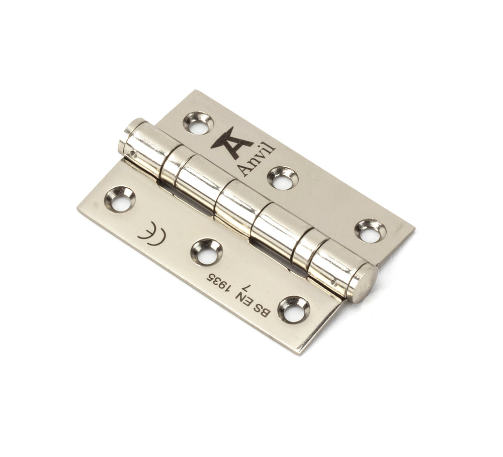 Polished Nickel 3" Ball Bearing Butt Hinge (pair) ss