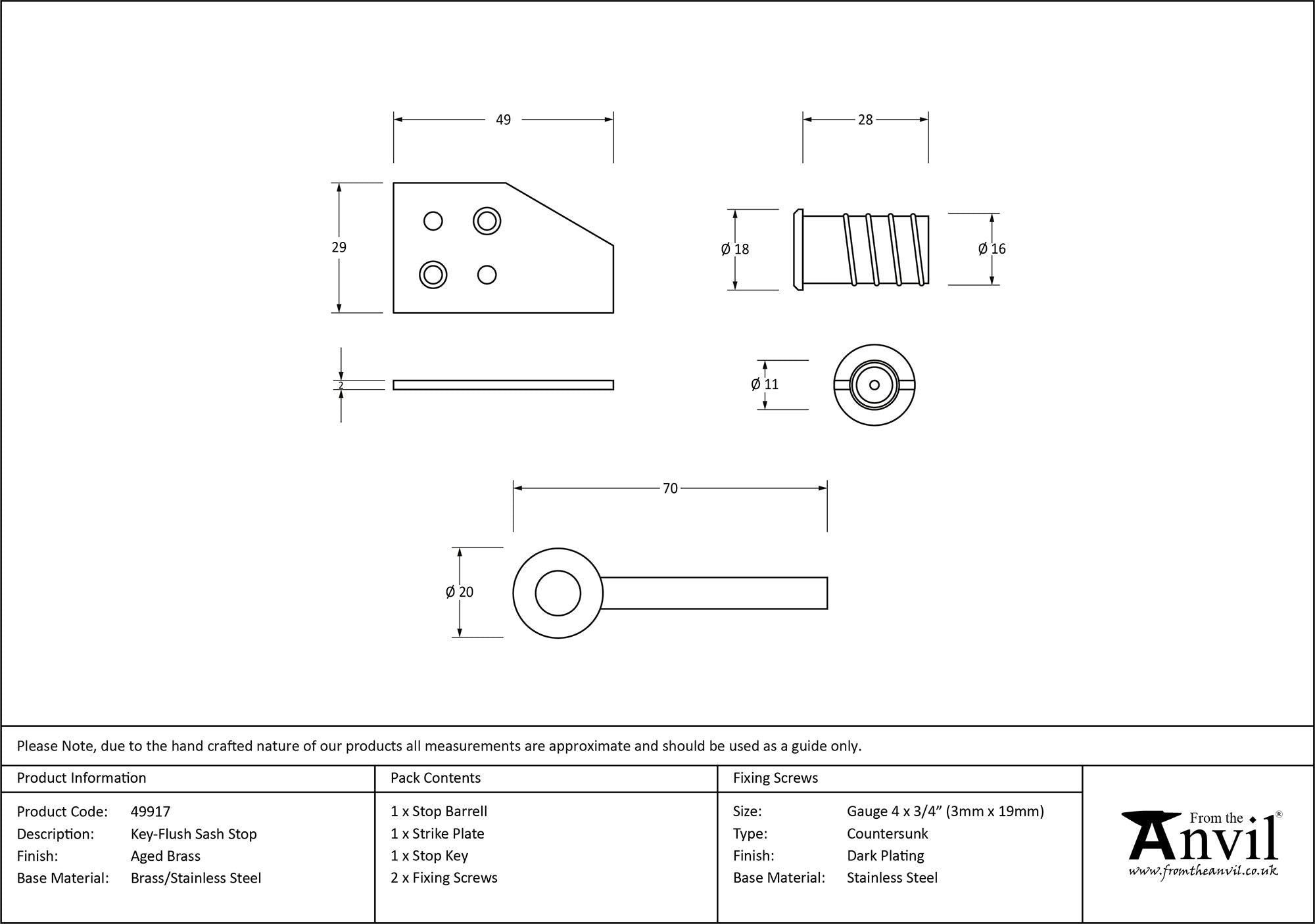 Key-Flush Sash Stop