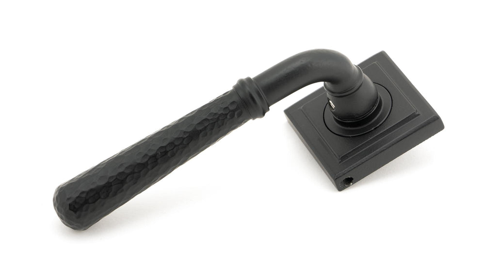 Matt Black Hammered Newbury Lever on Rose Set (Square) - Unsprung