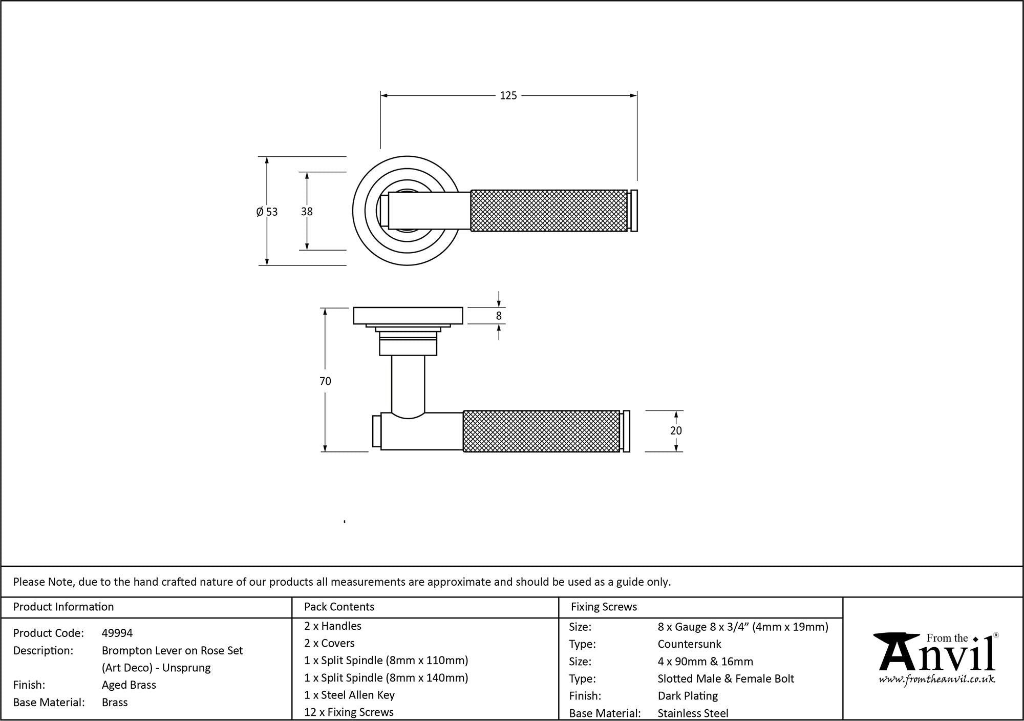 Brompton Lever on Rose Set (Unsprung)