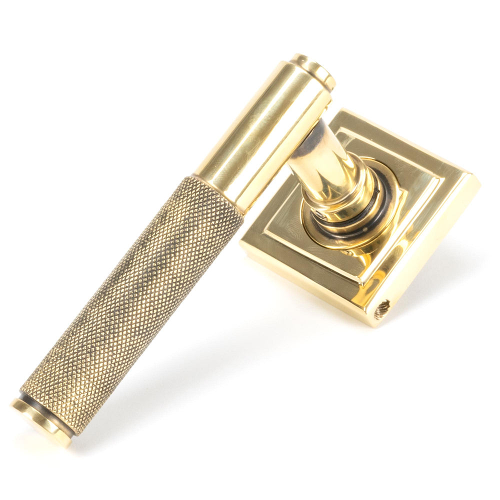 Aged Brass Brompton Lever on Rose Set (Square) - Unsprung