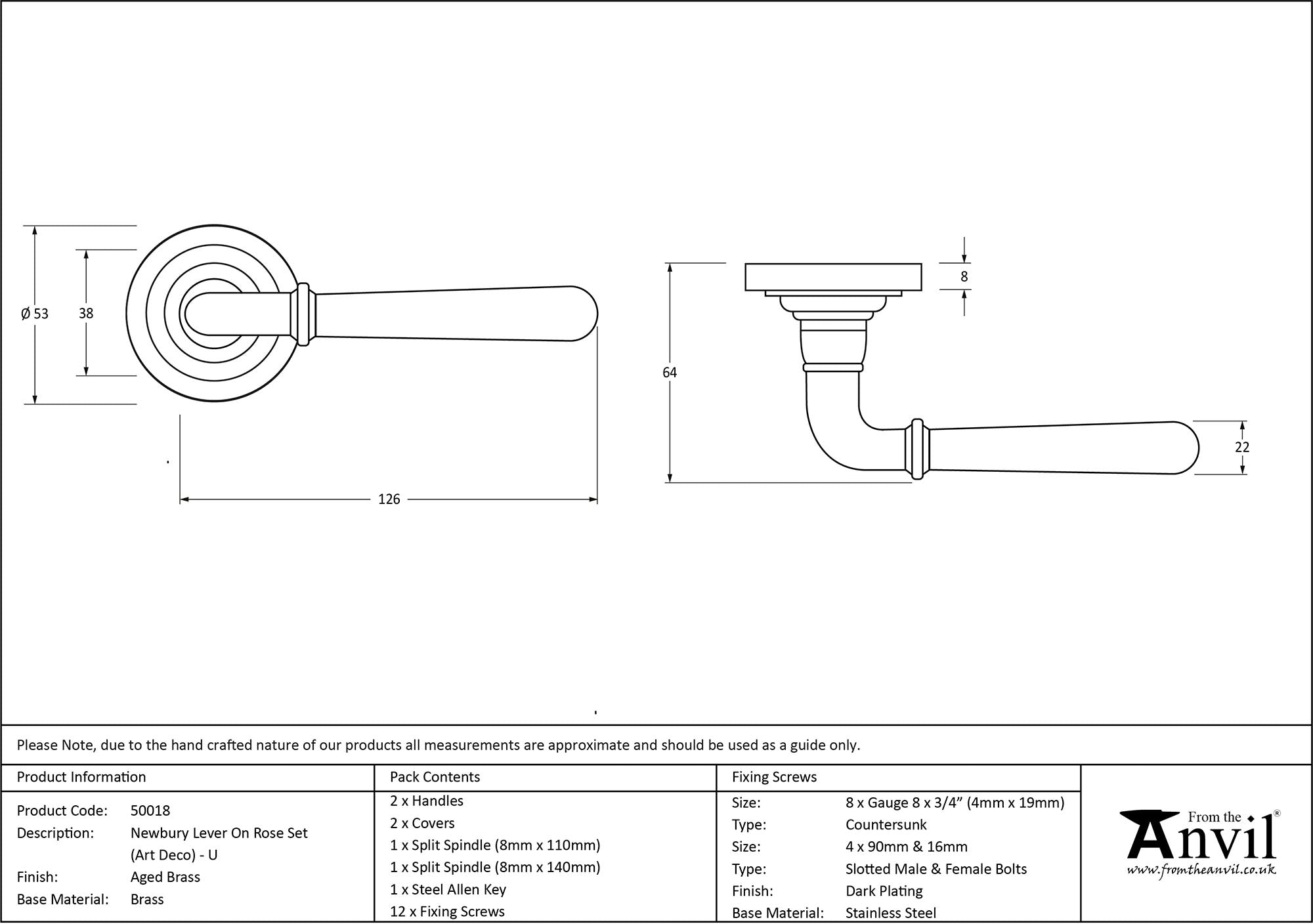 Newbury Lever on Rose Set (Unsprung)