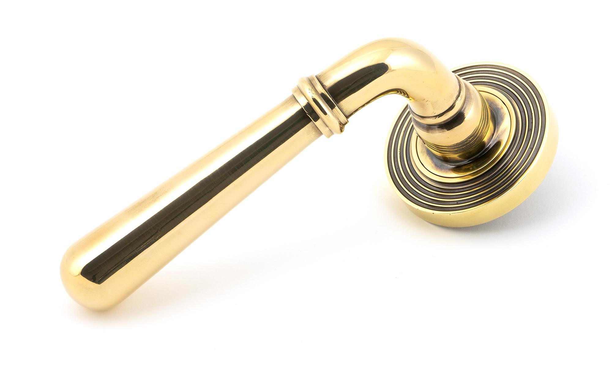 Aged Brass Newbury Lever on Rose Set (Beehive) - Unsprung
