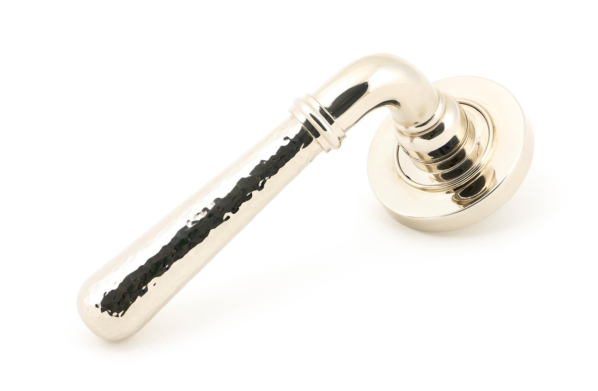 Polished Nickel Hammered Newbury Lever on Rose Set (Plain) - Unsprung