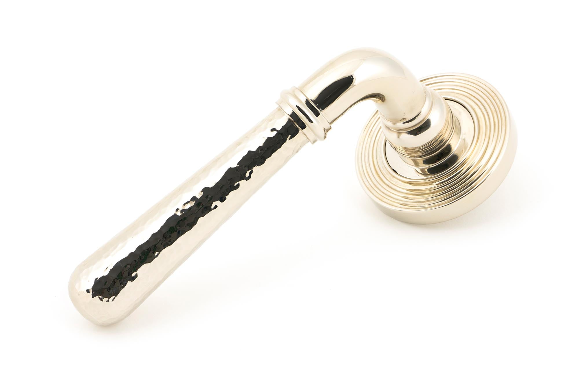 Polished Nickel Hammered Newbury Lever on Rose Set (Beehive) - Unsprung