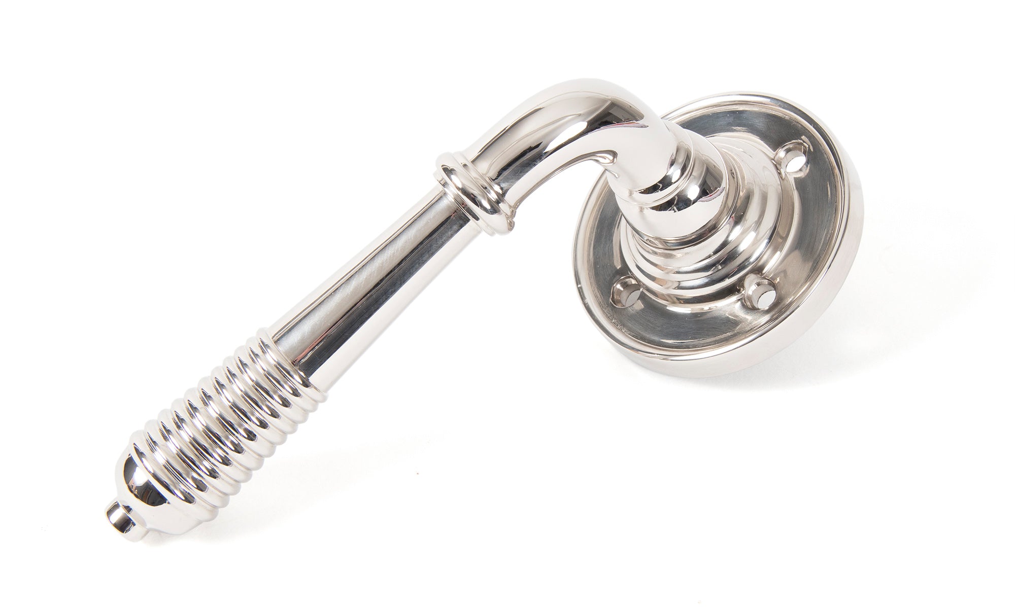 Polished Nickel Reeded Lever on Rose Set - Unsprung