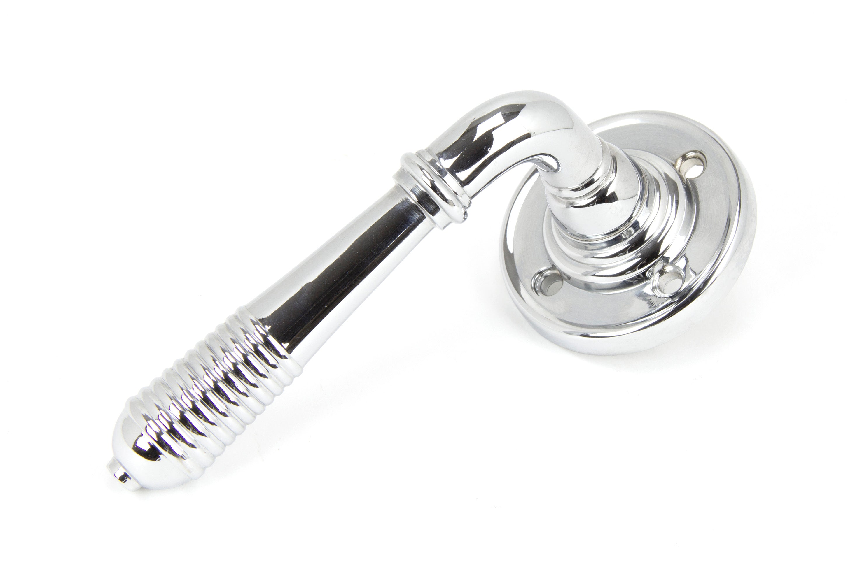 Polished Chrome Reeded Lever on Rose Set - Unsprung