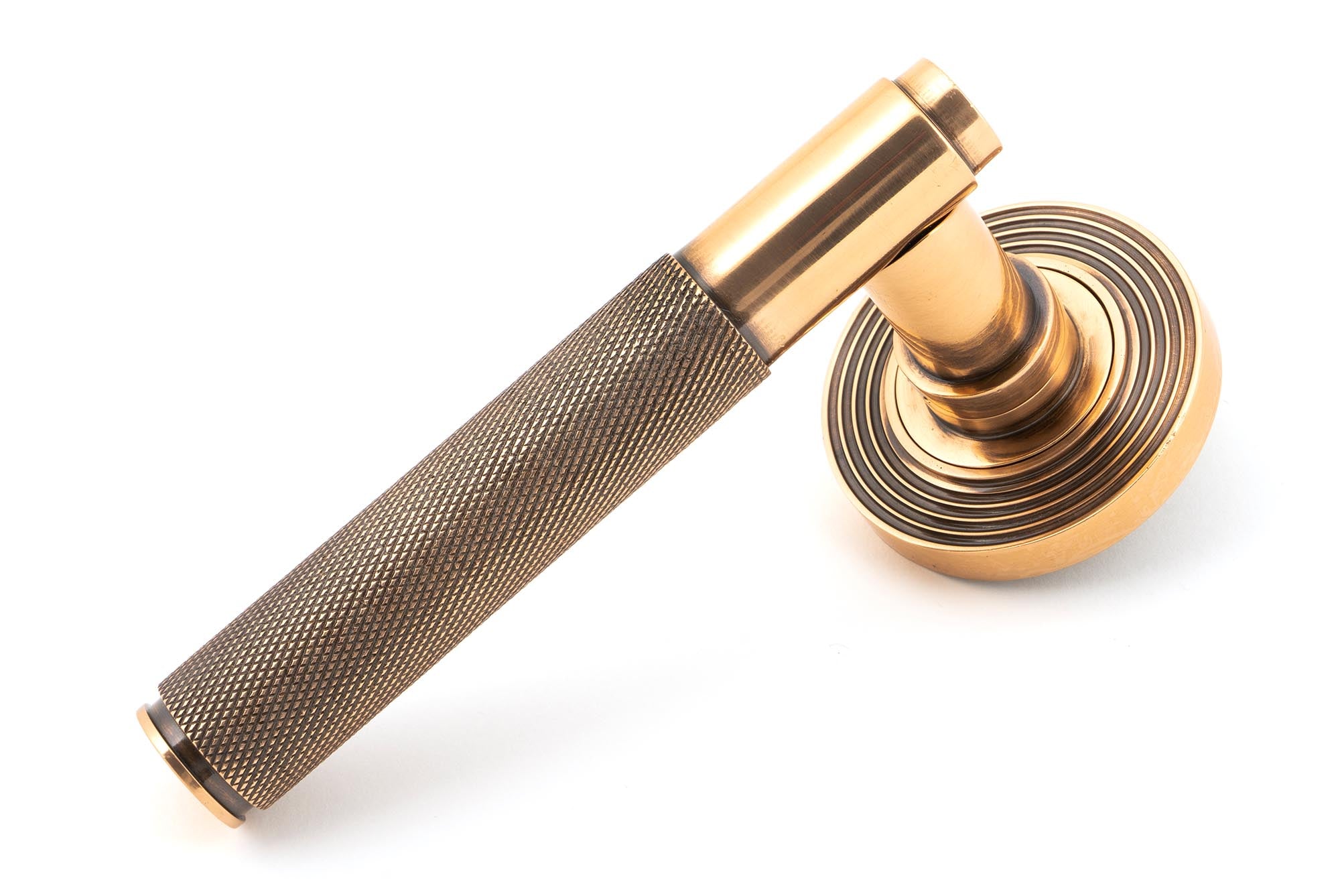 Polished Bronze Brompton Lever on Rose Set (Beehive) - Unsprung