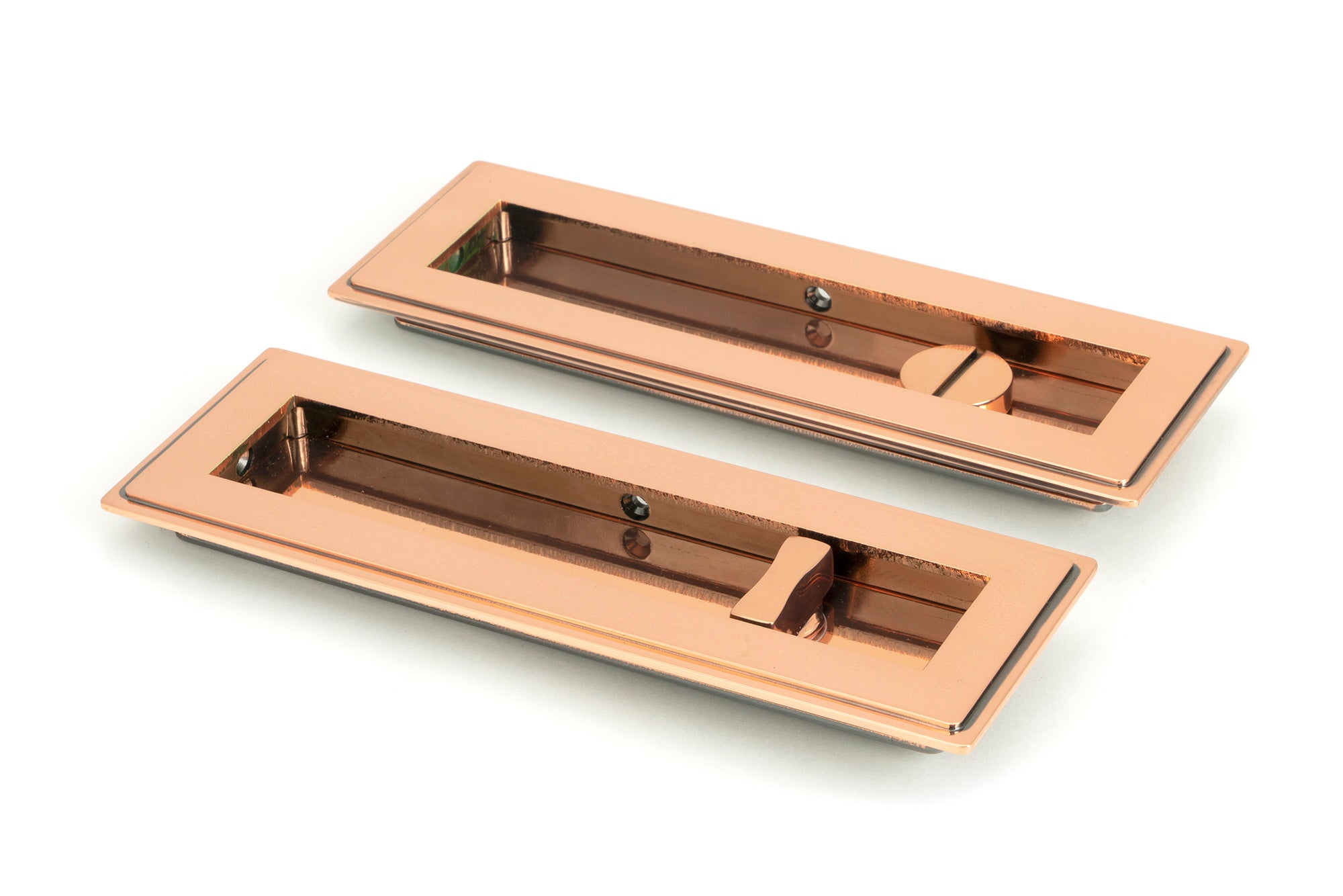 Polished Bronze 175mm Art Deco Rectangular Pull -Privacy Set