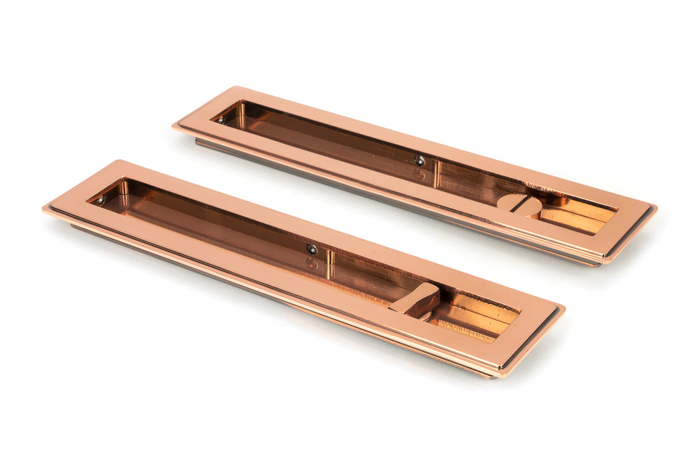 Polished Bronze 250mm Art Deco Rectangular Pull -Privacy Set