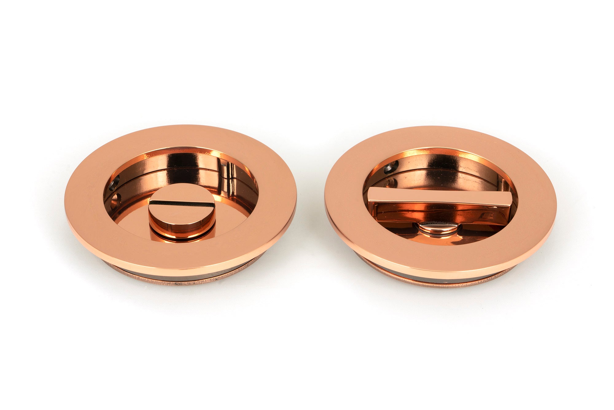 Polished Bronze 75mm Plain Round Pull - Privacy Set
