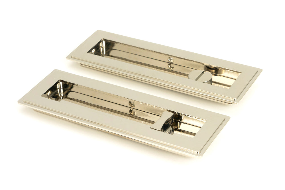 Polished Nickel 175mm Art Deco Rectangular Pull -Privacy Set