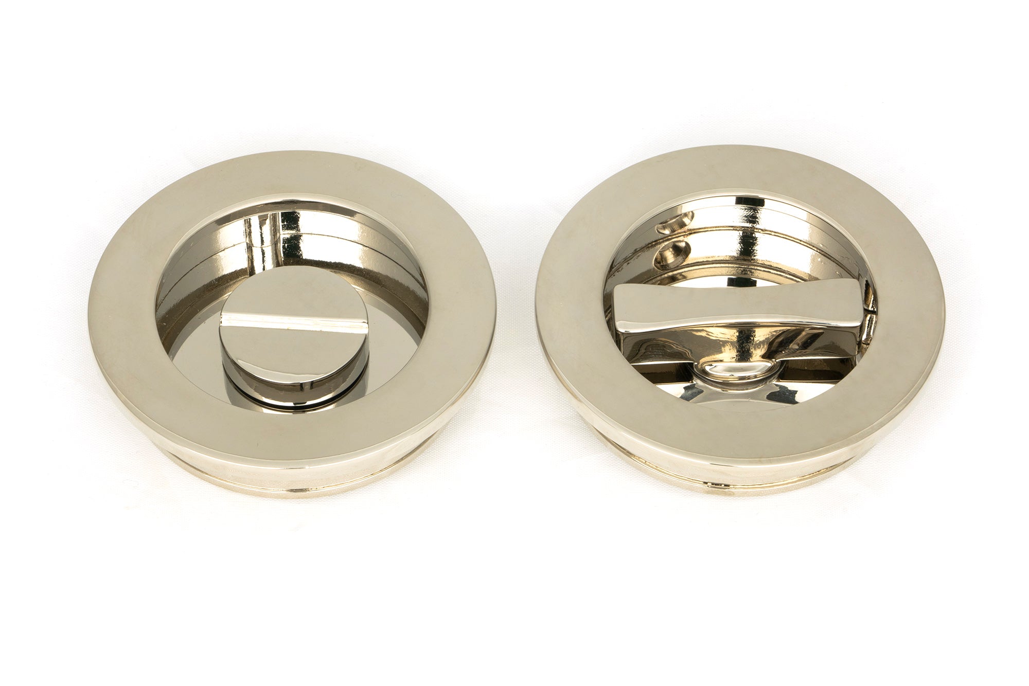 Polished Nickel 60mm Plain Round Pull - Privacy Set