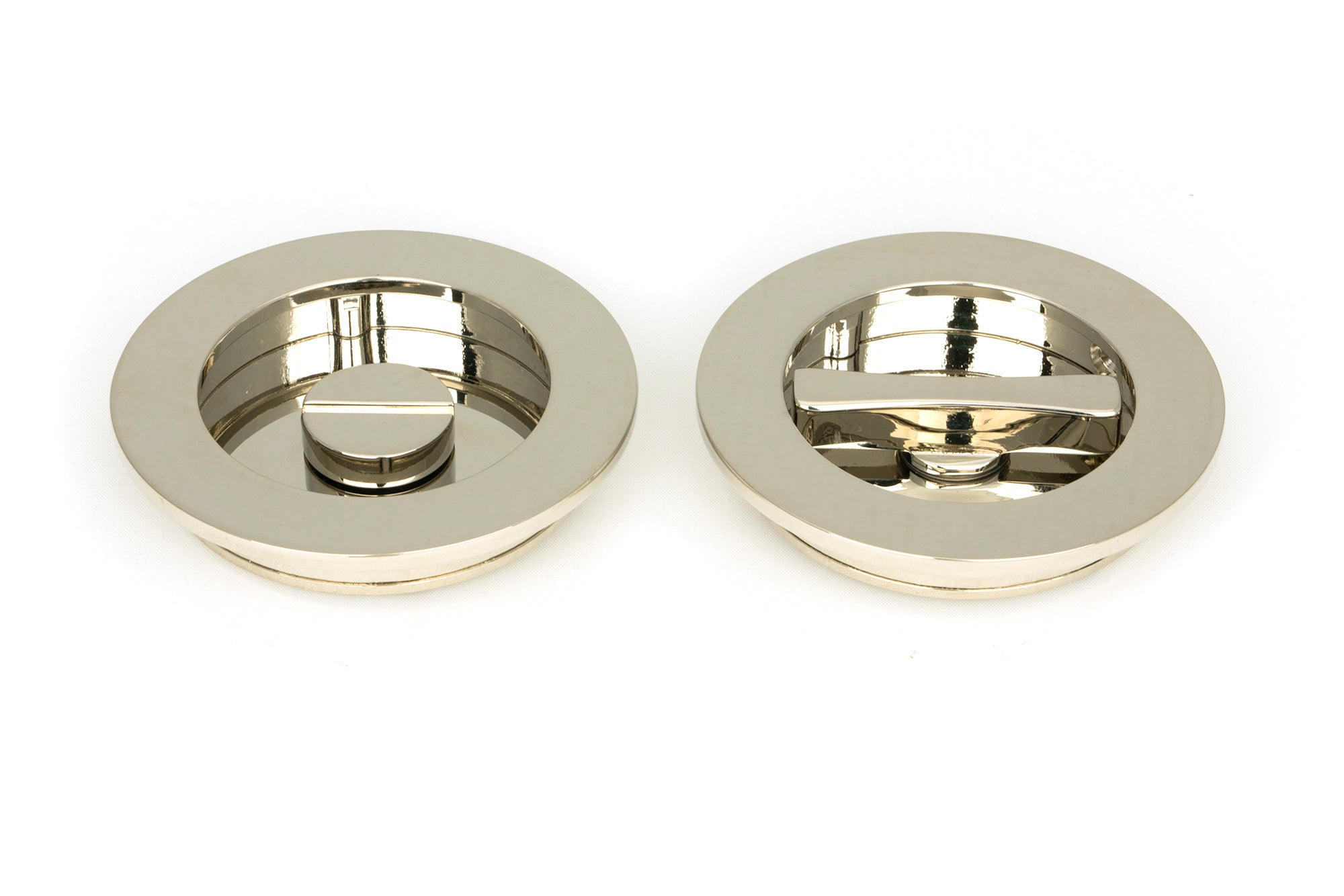 Polished Nickel 75mm Plain Round Pull - Privacy Set