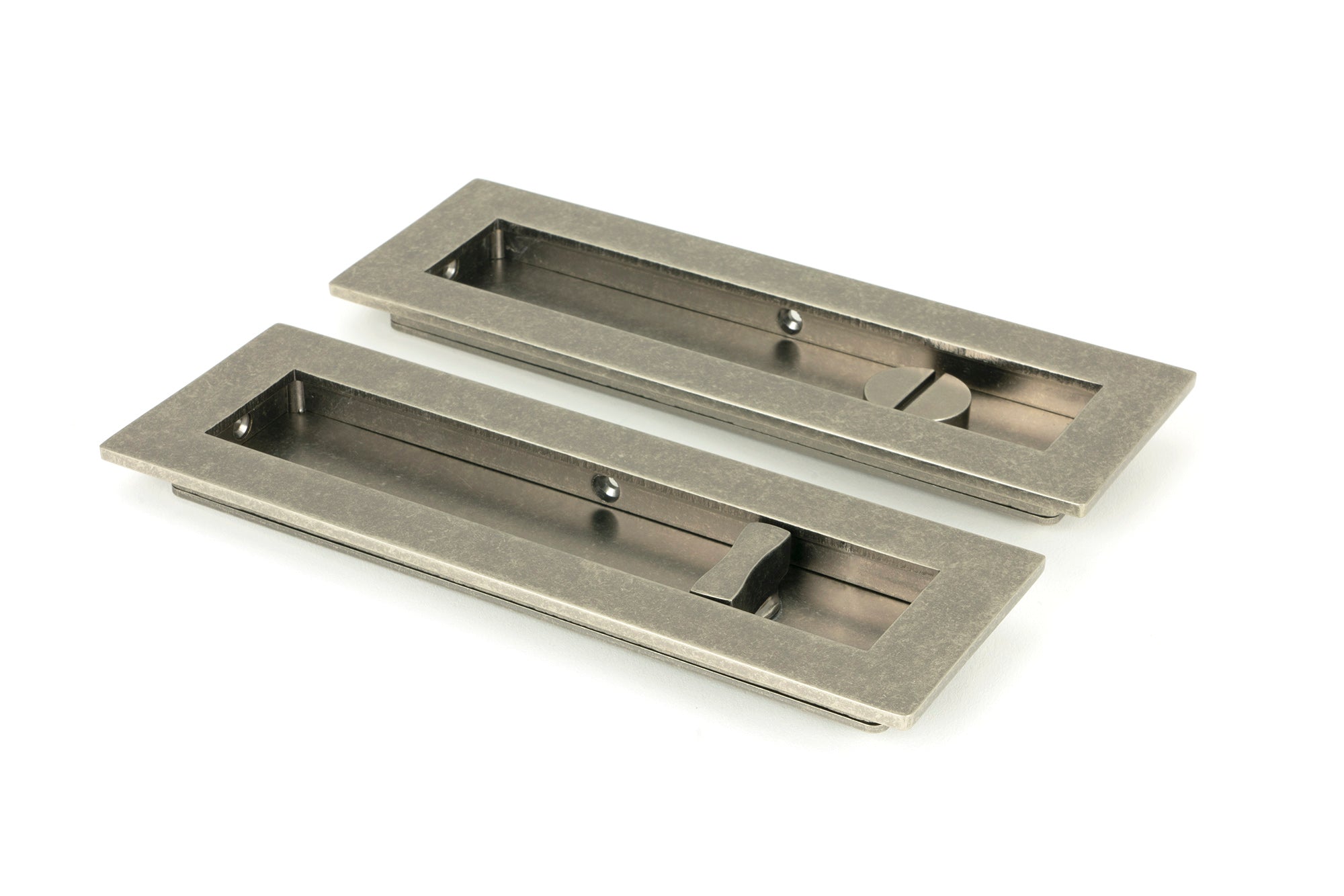 Pewter 175mm Plain Rectangular Pull - Privacy Set