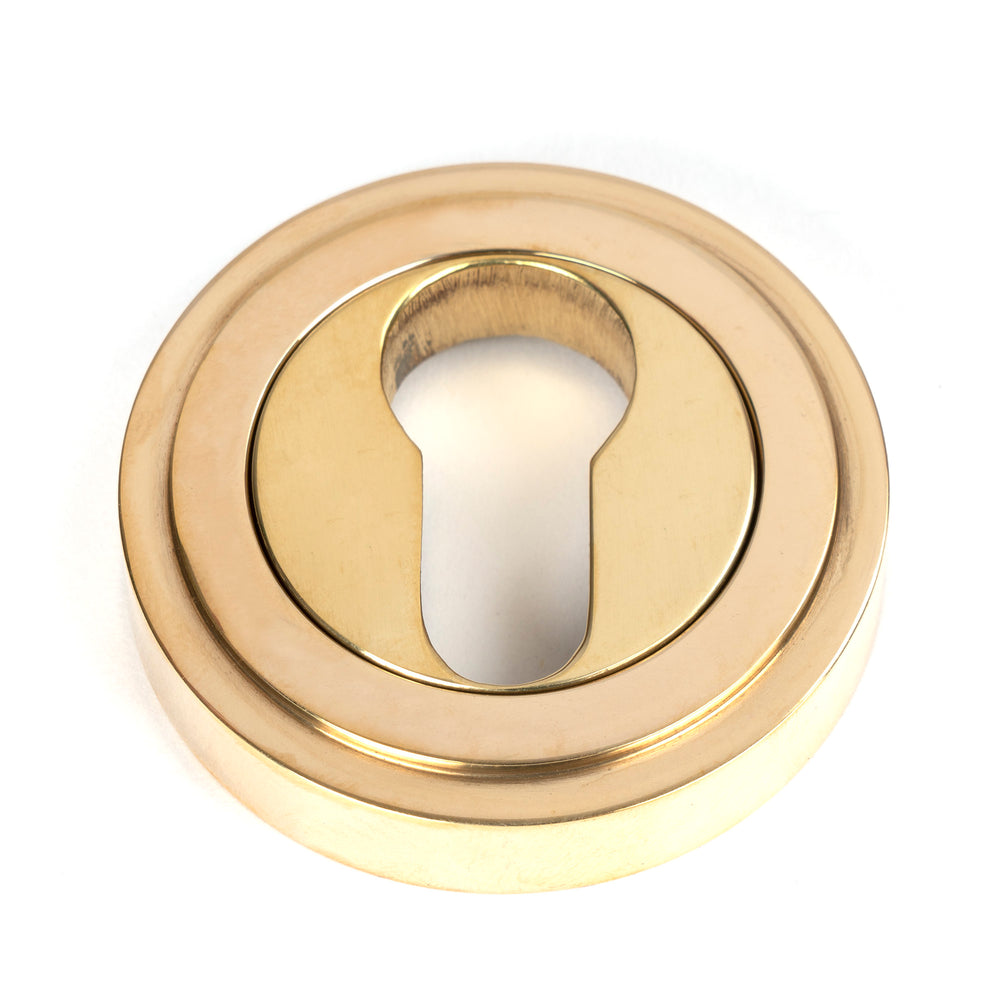 Polished Brass Round Euro Escutcheon (Art Deco)